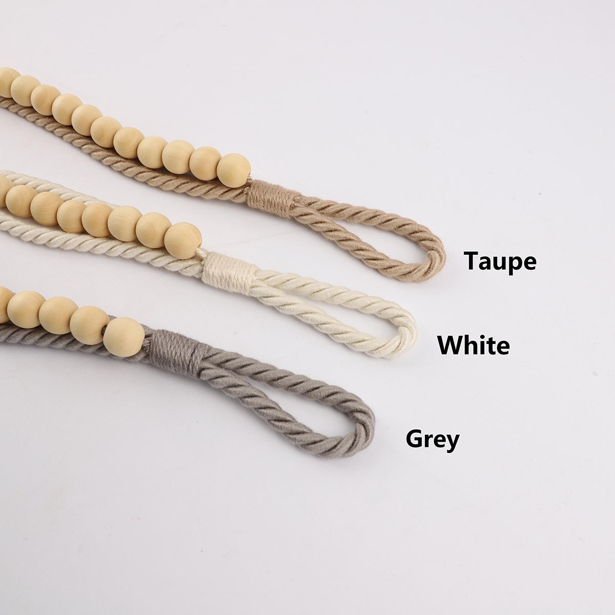 Multi-layer Boho Decor Accessories Farmhouse Rustic Wood Bead Garland Curtain Tiebacks Natural Wooden Tie Backs