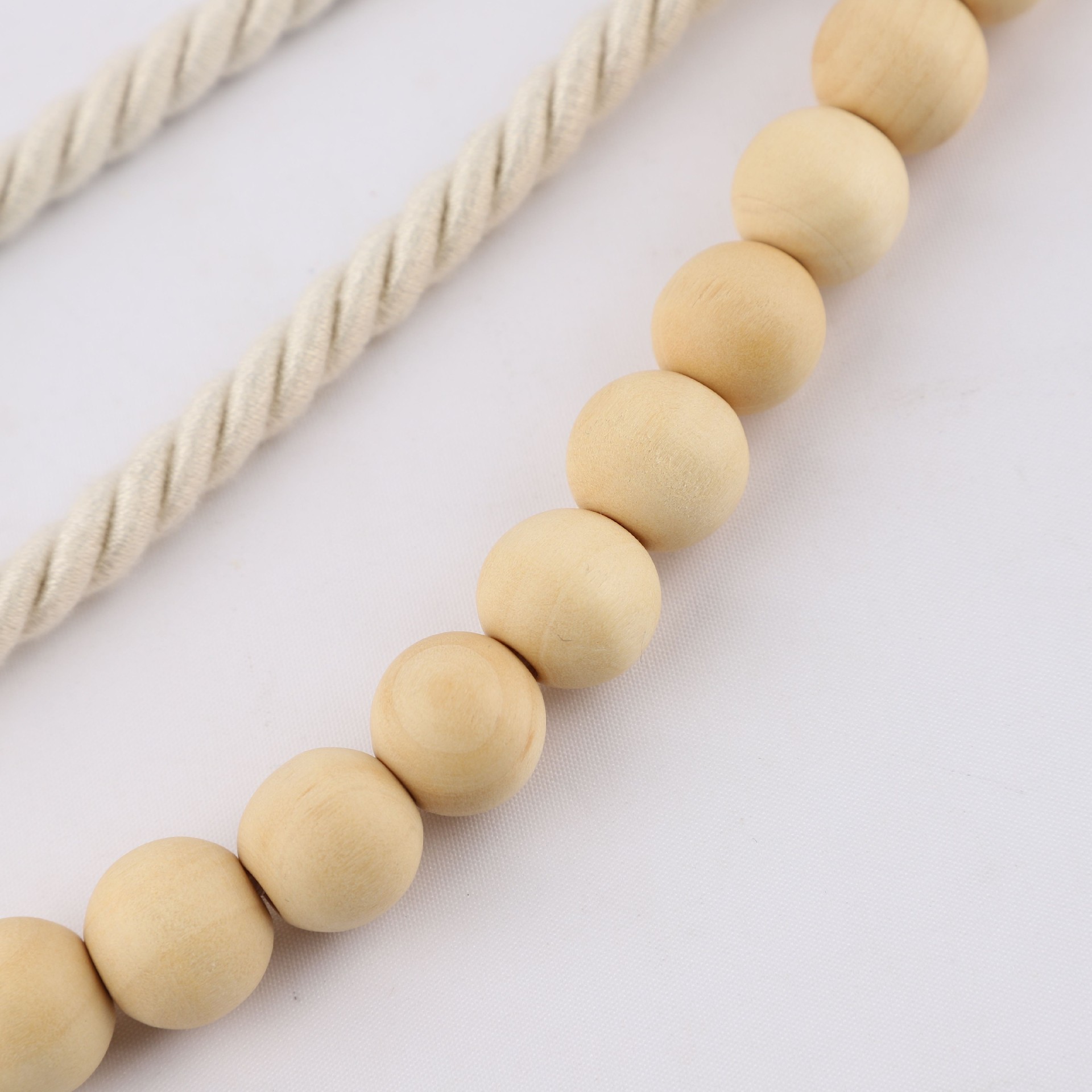 Multi-layer Boho Decor Accessories Farmhouse Rustic Wood Bead Garland Curtain Tiebacks Natural Wooden Tie Backs