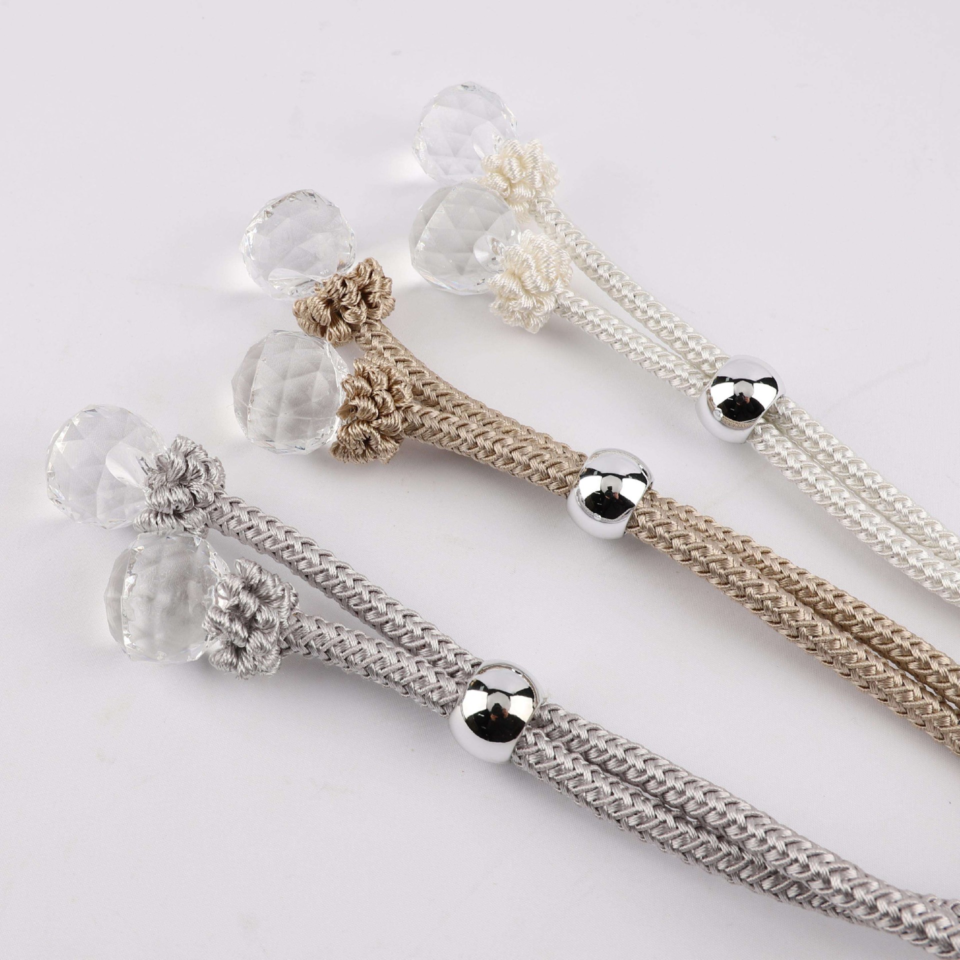 Modern Design No-drill Curtain Tiebacks Pull-style Crystal Buckle Tie Rope Plastic Curtain Tieback Accessories Holder Wholesale
