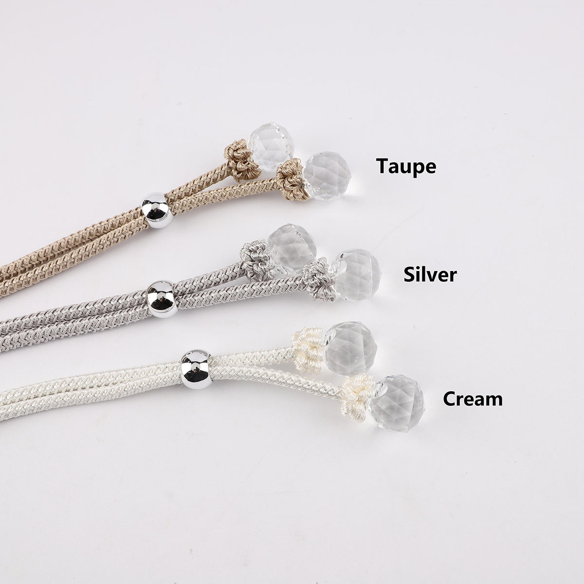 Modern Design No-drill Curtain Tiebacks Pull-style Crystal Buckle Tie Rope Plastic Curtain Tieback Accessories Holder Wholesale