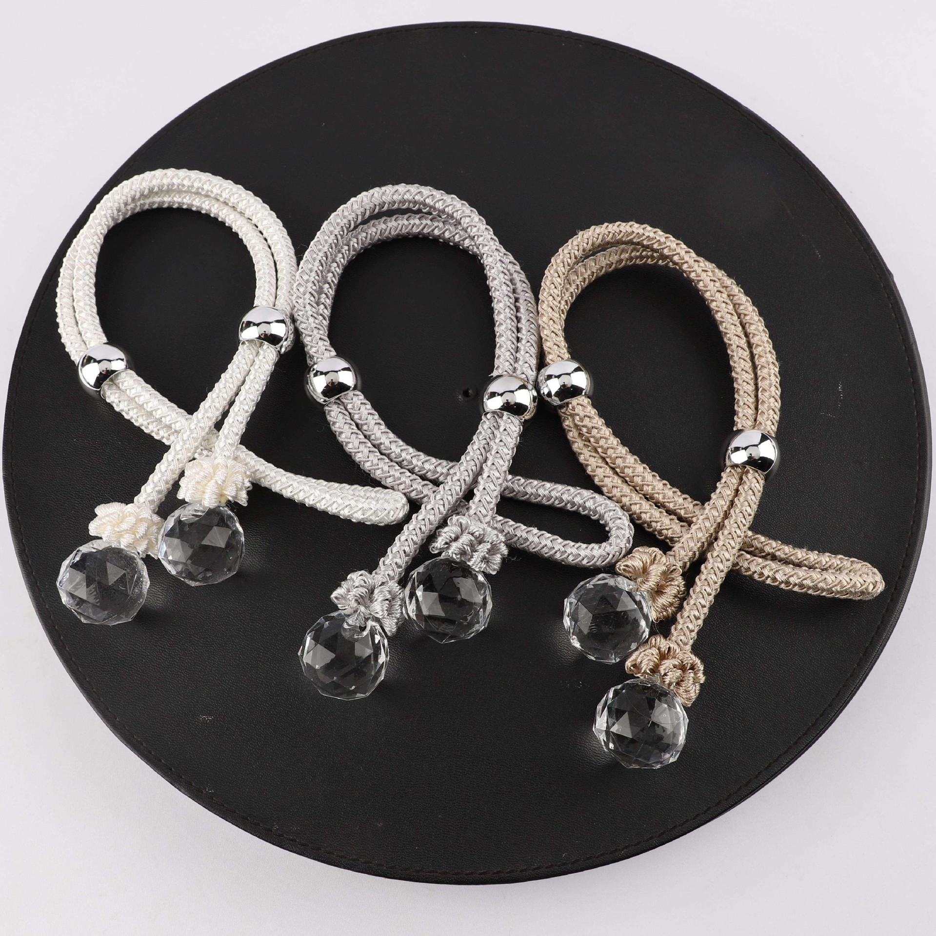 Modern Design No-drill Curtain Tiebacks Pull-style Crystal Buckle Tie Rope Plastic Curtain Tieback Accessories Holder Wholesale