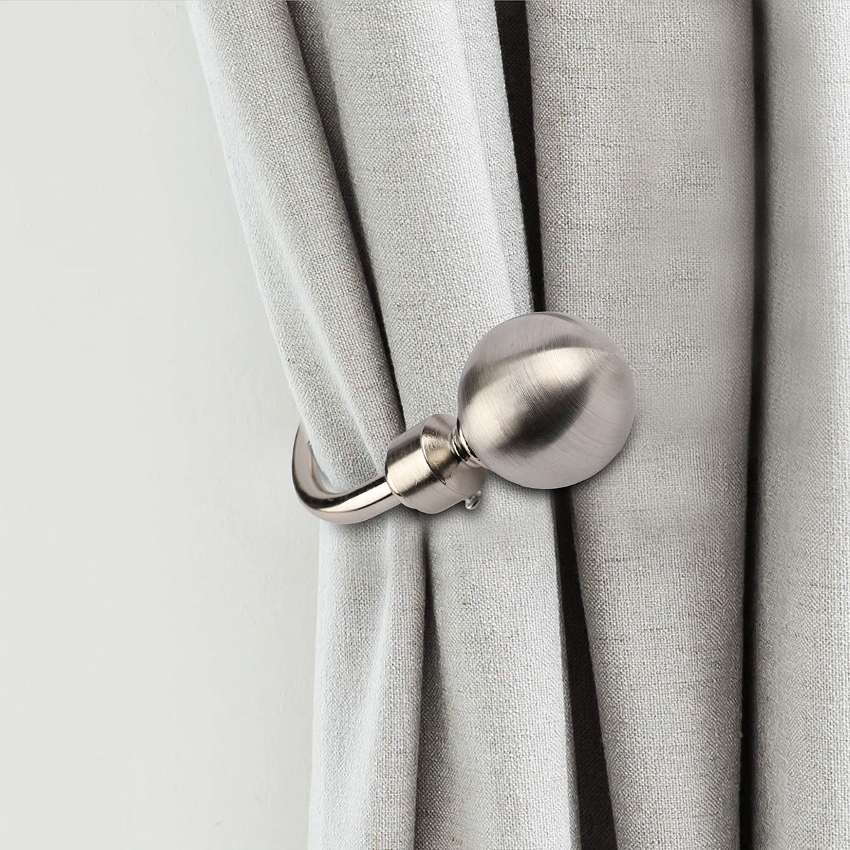 Decor Window Curtain Hold Backs Single Silver Tiebacks Metal Drapery Hooks Heavy Duty Eco-friendly Modern Design Curtain Holder