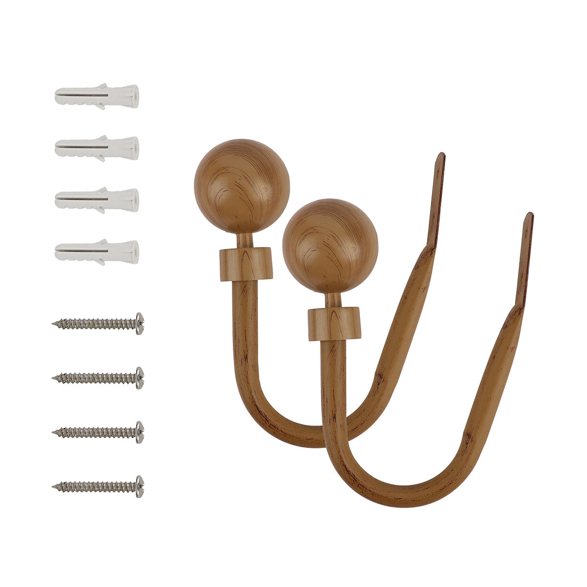 Modern Wood Grain Metal Curtain Holdback Wall Mount Tiebacks 2Pcs Hooks Eco-friendly Curtain Accessories
