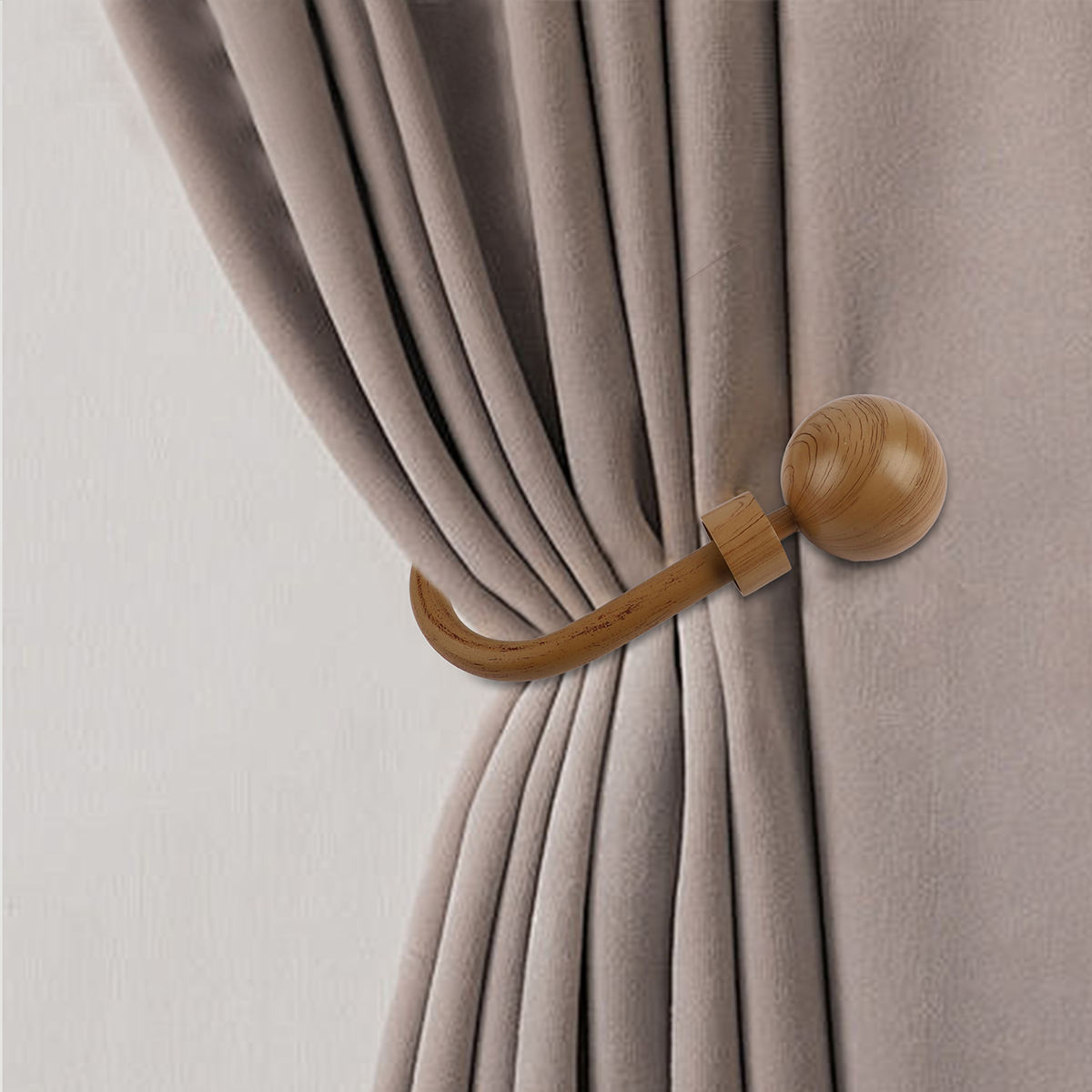 Modern Wood Grain Metal Curtain Holdback Wall Mount Tiebacks 2Pcs Hooks Eco-friendly Curtain Accessories