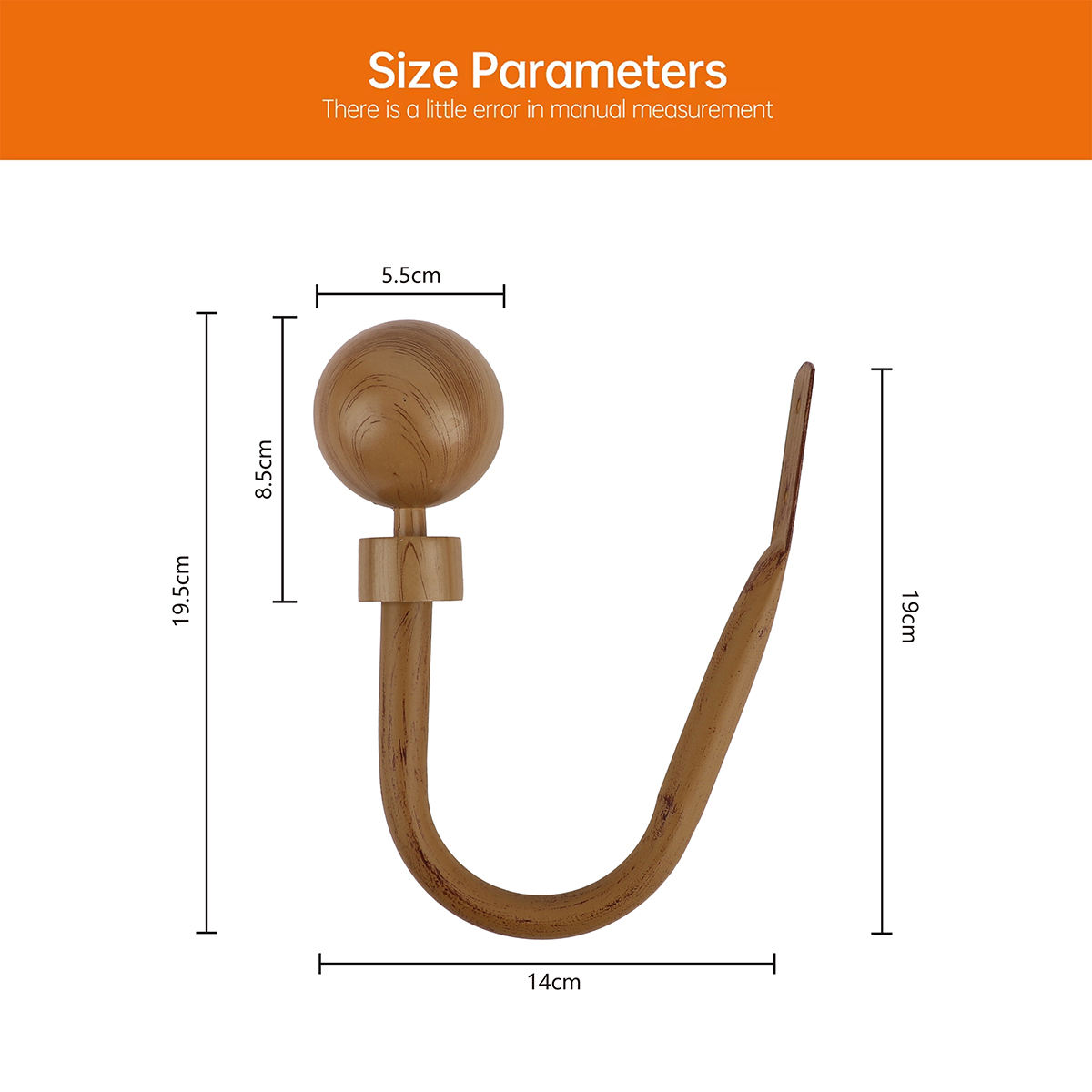 Modern Wood Grain Metal Curtain Holdback Wall Mount Tiebacks 2Pcs Hooks Eco-friendly Curtain Accessories