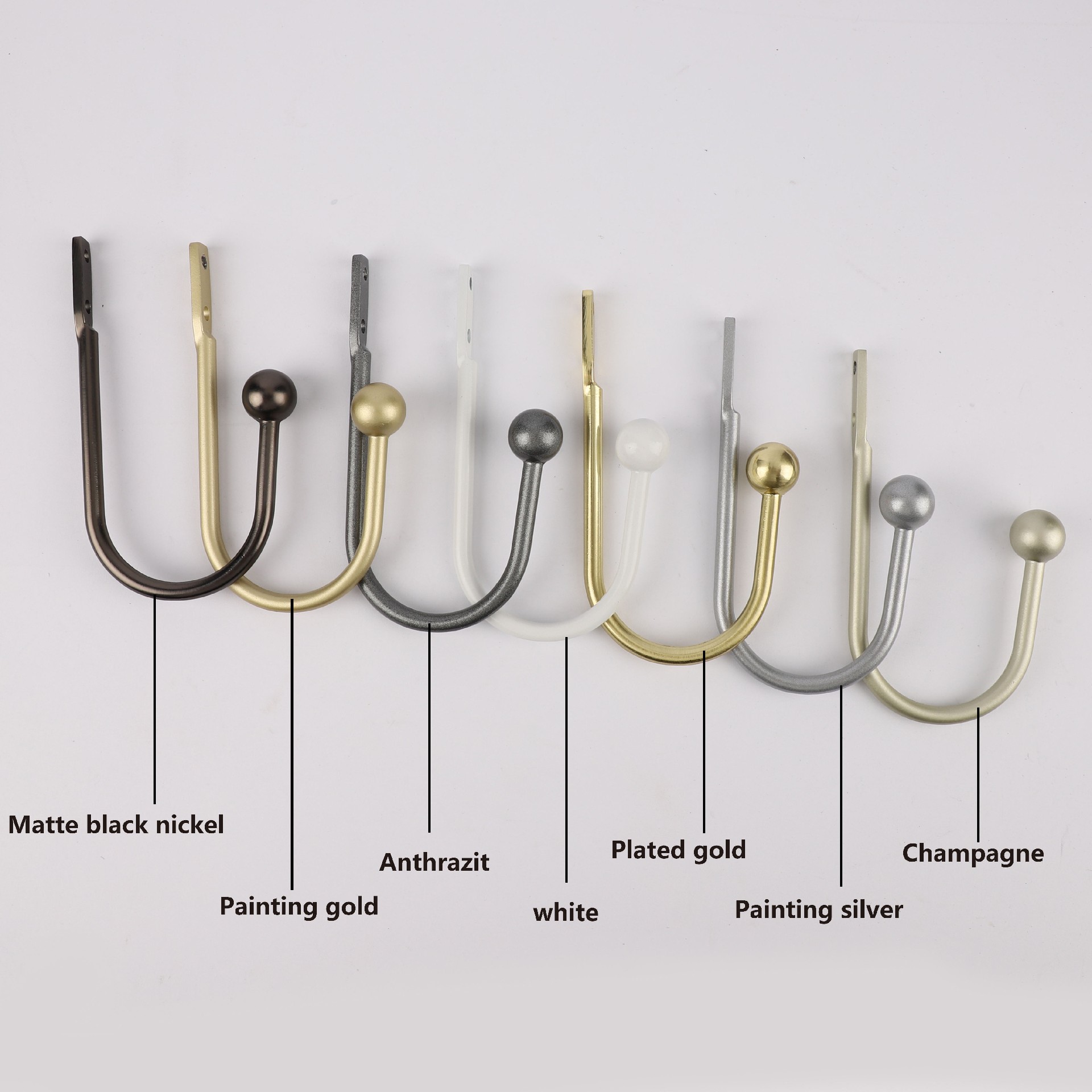 U Shaped Eco-friendly Aluminum Alloy Curtain Hold Backs Large Stylish Tieback European Wall Hook Buckle Tassel Arm Hook Loop