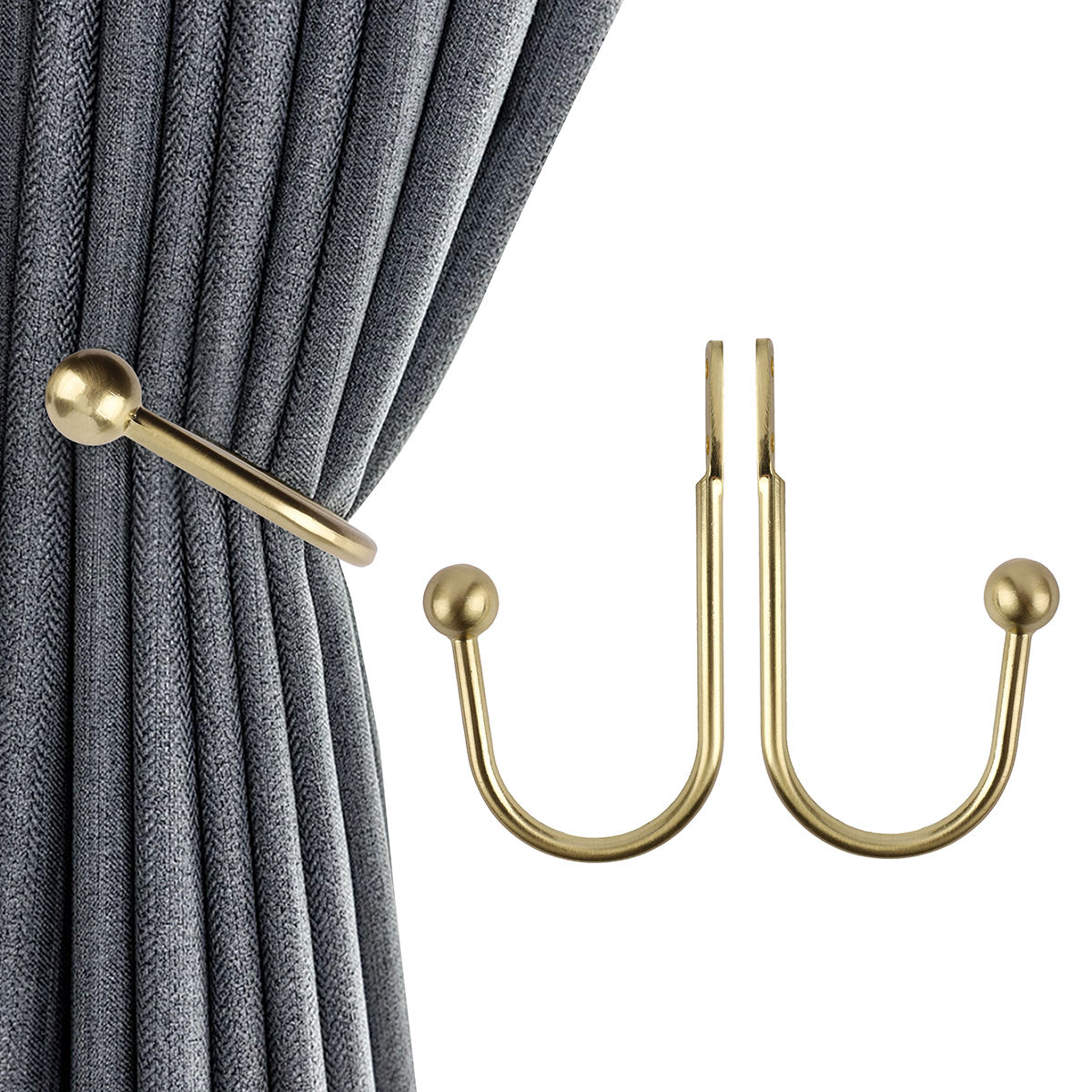 U Shaped Eco-friendly Aluminum Alloy Curtain Hold Backs Large Stylish Tieback European Wall Hook Buckle Tassel Arm Hook Loop