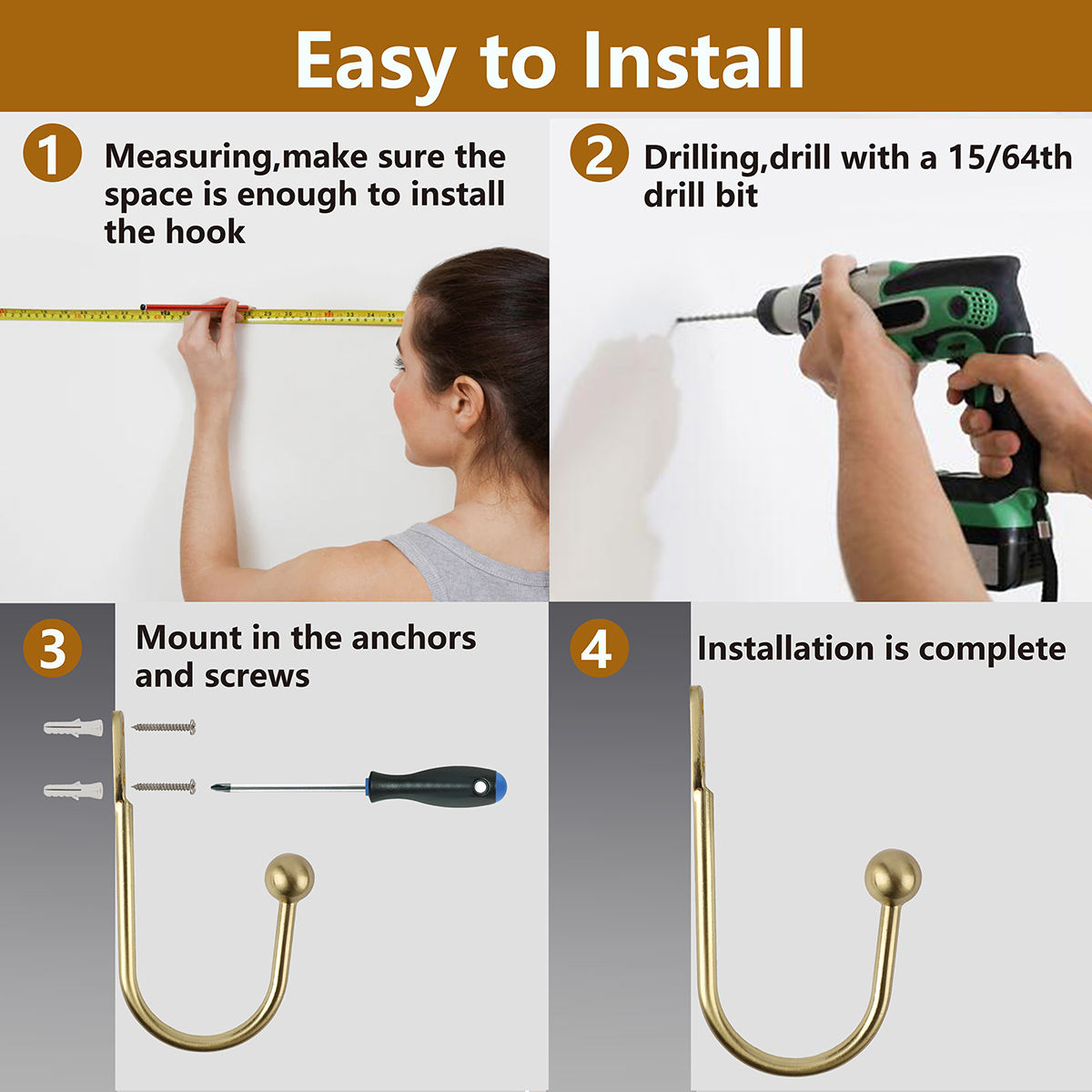 U Shaped Eco-friendly Aluminum Alloy Curtain Hold Backs Large Stylish Tieback European Wall Hook Buckle Tassel Arm Hook Loop