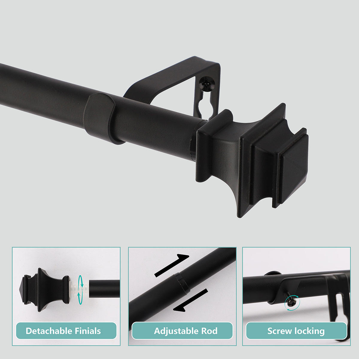 Hot Sale Modern Curtain Rod Accessories Durable 28mm Adjustable Drapery Resin Curtain Rod With Ball Finals