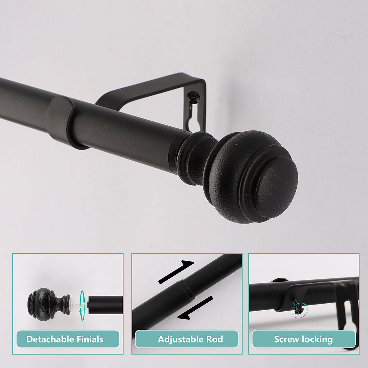 Hot Sale Modern Curtain Rod Accessories Durable 28mm Adjustable Drapery Resin Curtain Rod With Ball Finals