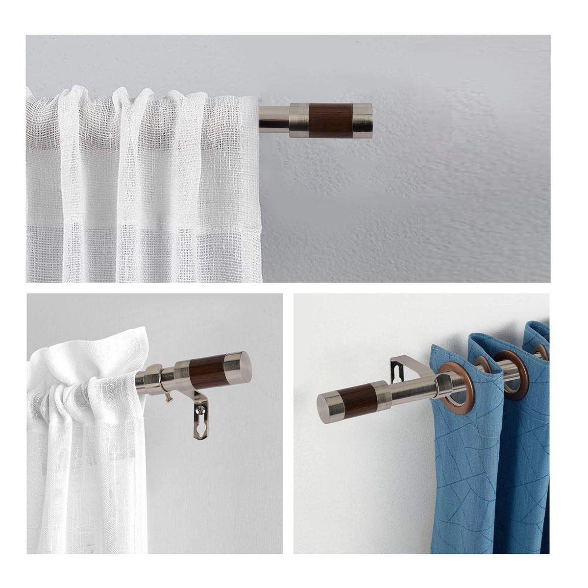 New Design Custom Eco-friendly Smartop Curtain Rod Metal High Quality Modern Curtain Pole Set with Finials for Window