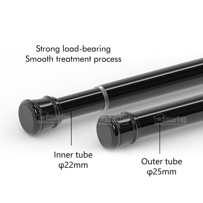 High Quality Eco-Friendly Metal Custom 0.7-1.2m Adjustable SMARTOP Shower Curtain Poles 25mm for Bathroom Use