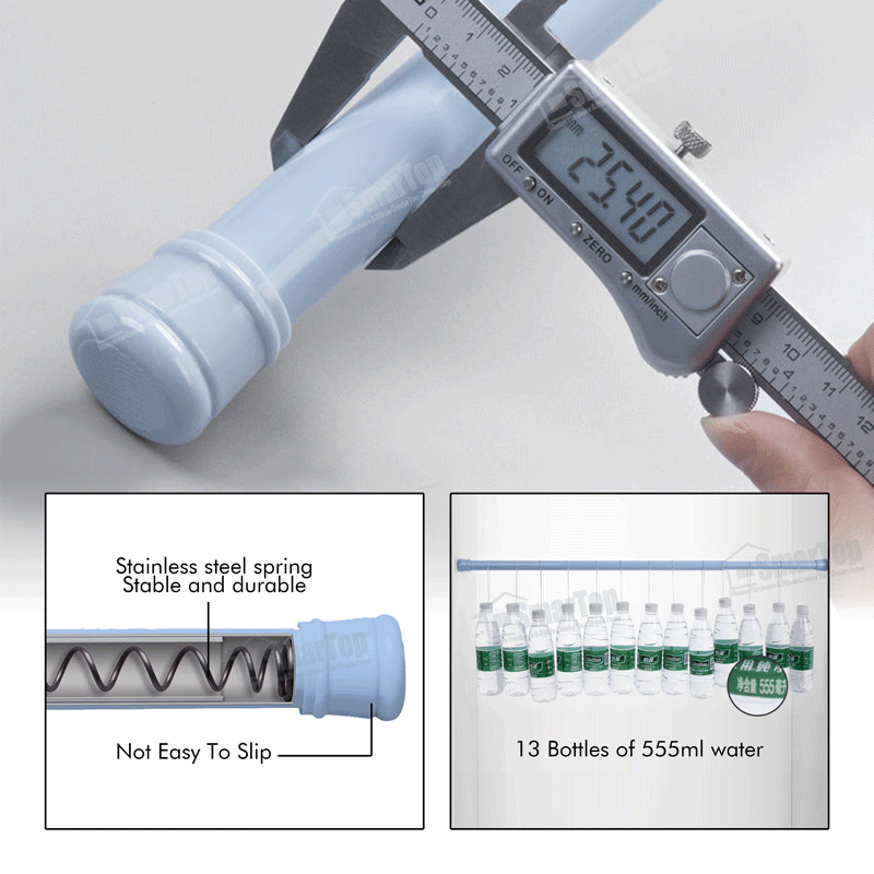 High Quality Eco-Friendly Metal Custom 0.7-1.2m Adjustable SMARTOP Shower Curtain Poles 25mm for Bathroom Use
