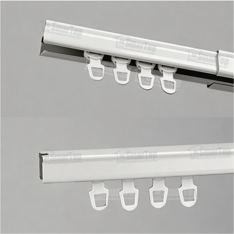 Minimalist Design Quiet Wave Ripple Fold Curtain Track Runner Wheeled Hooks Curtain Accessories in Plastic Window Decoration