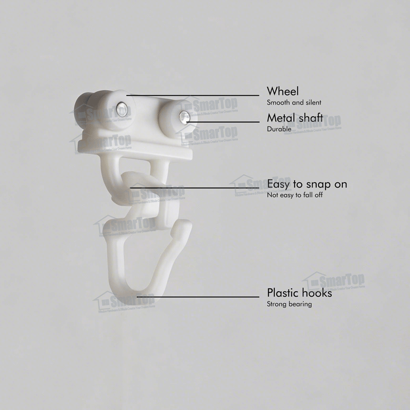 Curtain Tracks Accessories Wave Ripple Fold Width Glider Wheel Curtain Rail Plastic Glider Pulley Runners