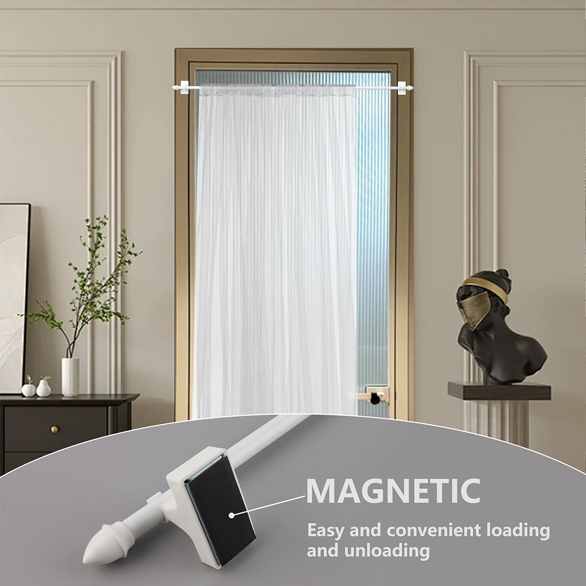 Wholesale Factory Price Magnetic Adjustable Aluminum Alloy Curtain Rod Eco-friendly Modern Design Customizable Accessories