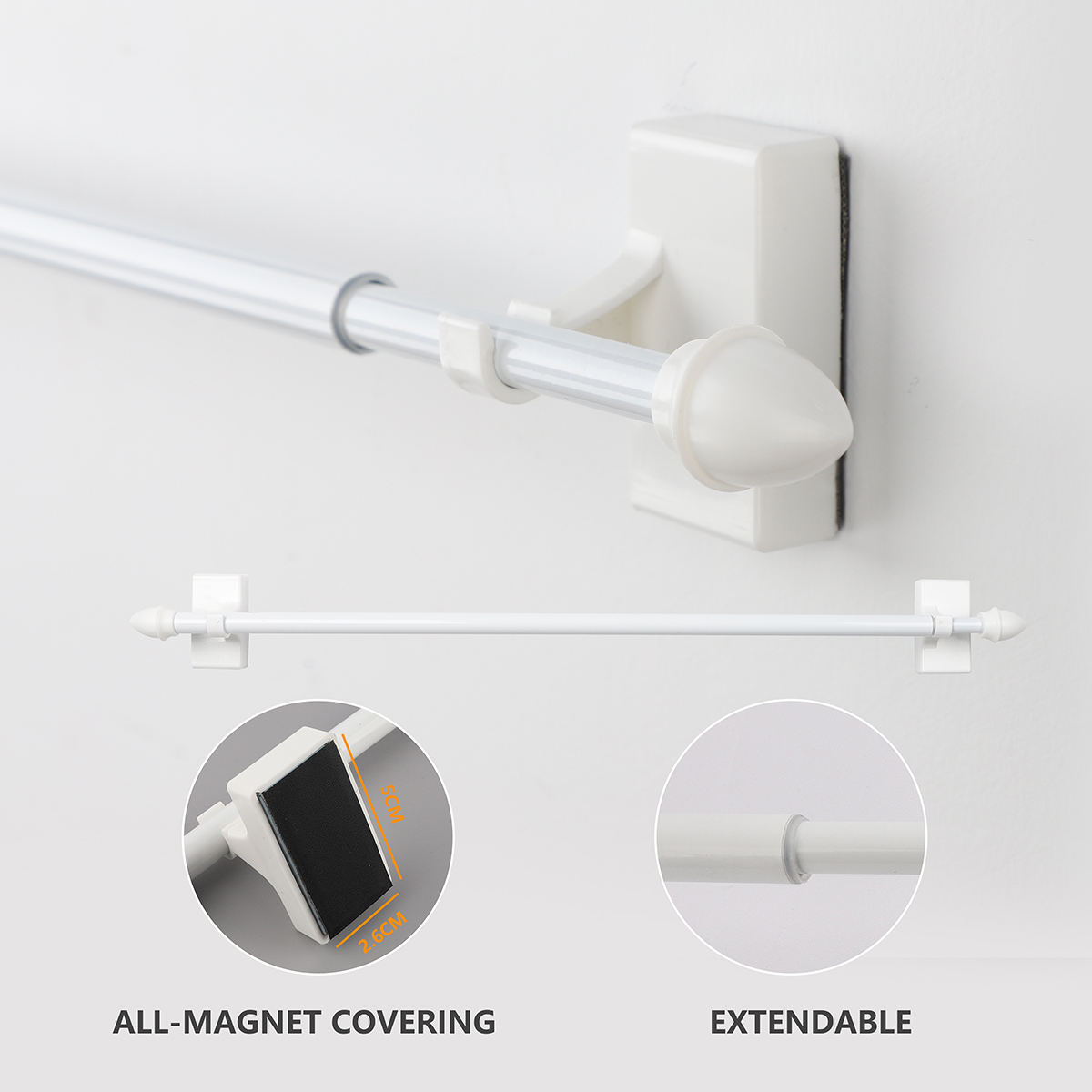 Wholesale Factory Price Magnetic Adjustable Aluminum Alloy Curtain Rod Eco-friendly Modern Design Customizable Accessories