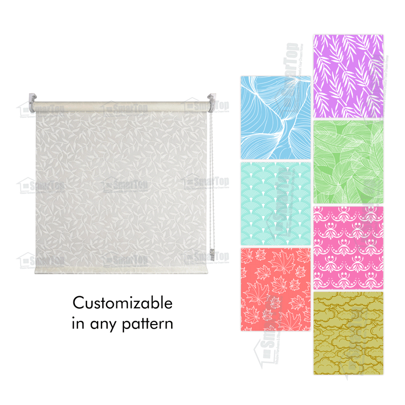 Customized Size Printing Built-In French Window Roller Blinds with Blackout & Light Filtering Waterproof Modern Design