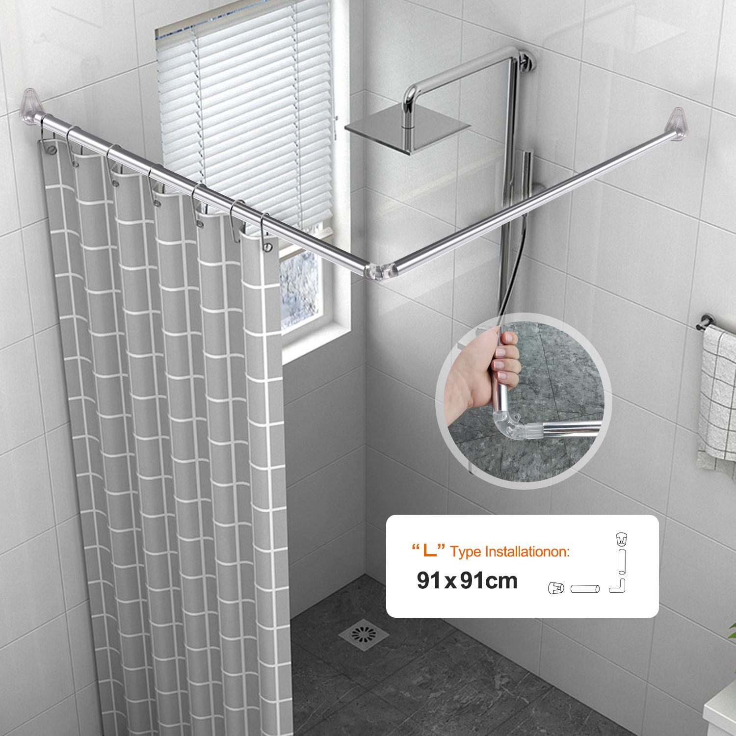 Adjustable SMARTOP Shower Curtain Poles Pillar Shape Eco-Friendly Stainless Steel Factory Direct Sale OEM Customized