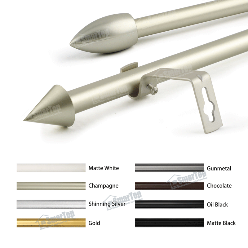 New SMARTOP Modern Extendable Aluminum Alloy Eco-friendly Contemporary Design Curtain Rod Set with Finials and Accessories