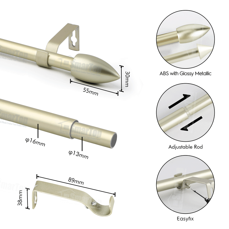 Hot Selling Eco-friendly Modern Extendable Stainless Steel Customizable Curtain Rod Accessories Poles