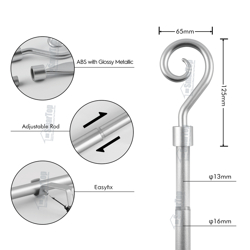 Free Sample Modern Aluminum Alloy Extendable Eco-friendly Curtain Rod Set with Finials Accessories for Windows