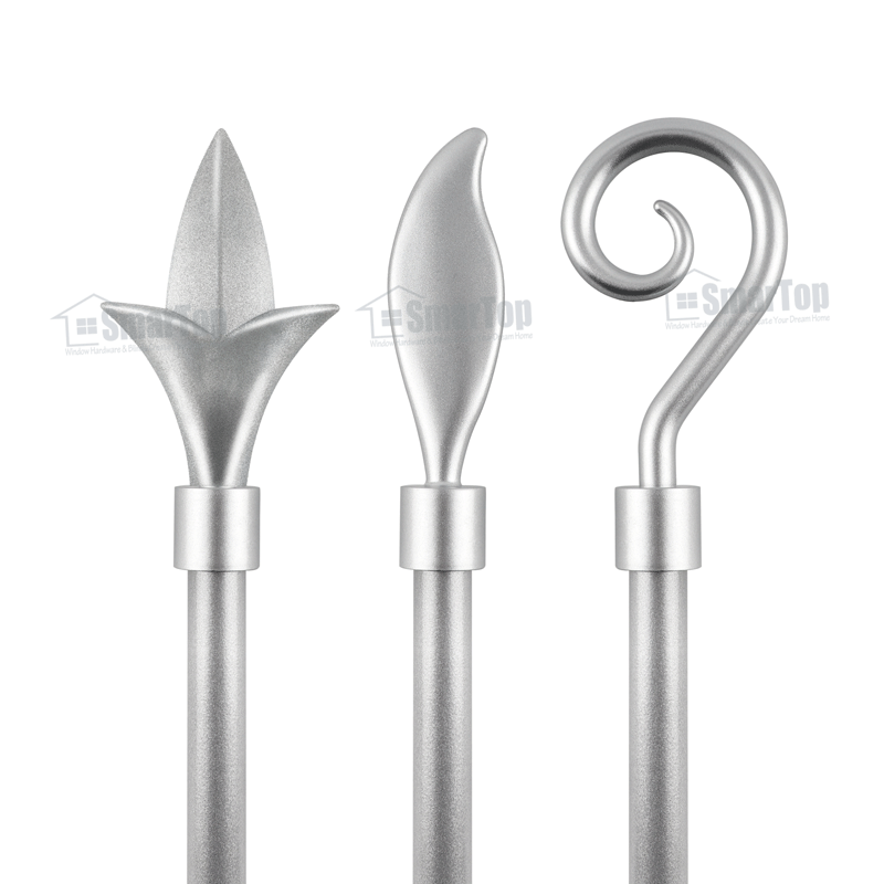 Free Sample Modern Aluminum Alloy Extendable Eco-friendly Curtain Rod Set with Finials Accessories for Windows