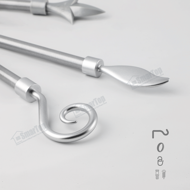 Free Sample Modern Aluminum Alloy Extendable Eco-friendly Curtain Rod Set with Finials Accessories for Windows