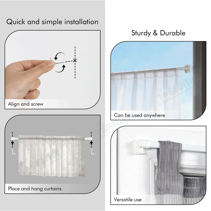 New Free Sample High Quality Adjustable Curtain Rod Cafe Extendable Curtain Rod Pole Set Wholesale for Home