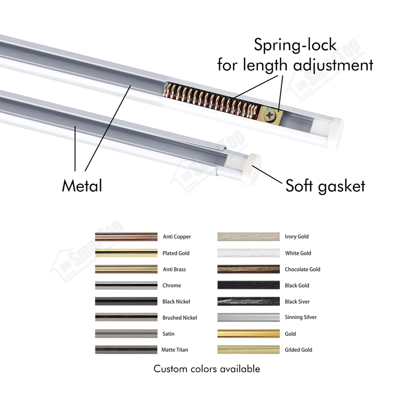 Factory New Design Oval Spring Tension Adjustable Curtain Rod Extendable Curtain Rods Sets Poles Wholesale High Quality