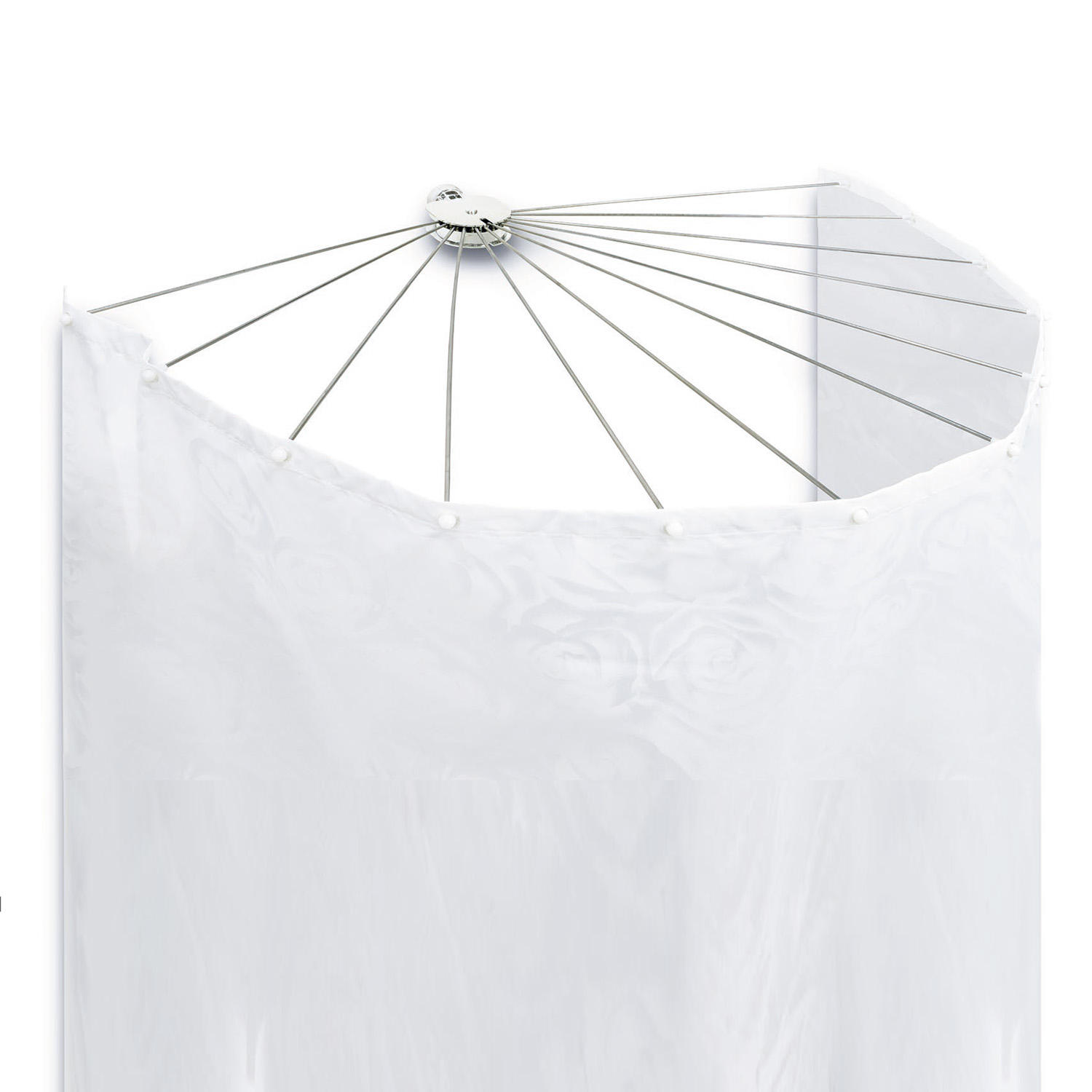 Adjustable Round Metal Bathroom Curtain Rail Pole Traditional Style Circular Shower Rod with Sector Shower Umbrella