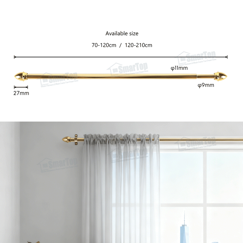 Free Sample Wholesale Spring Tension Aluminum Single Modern Eco-friendly Long Service Life Cafe Curtain Rod Flexible Accessories