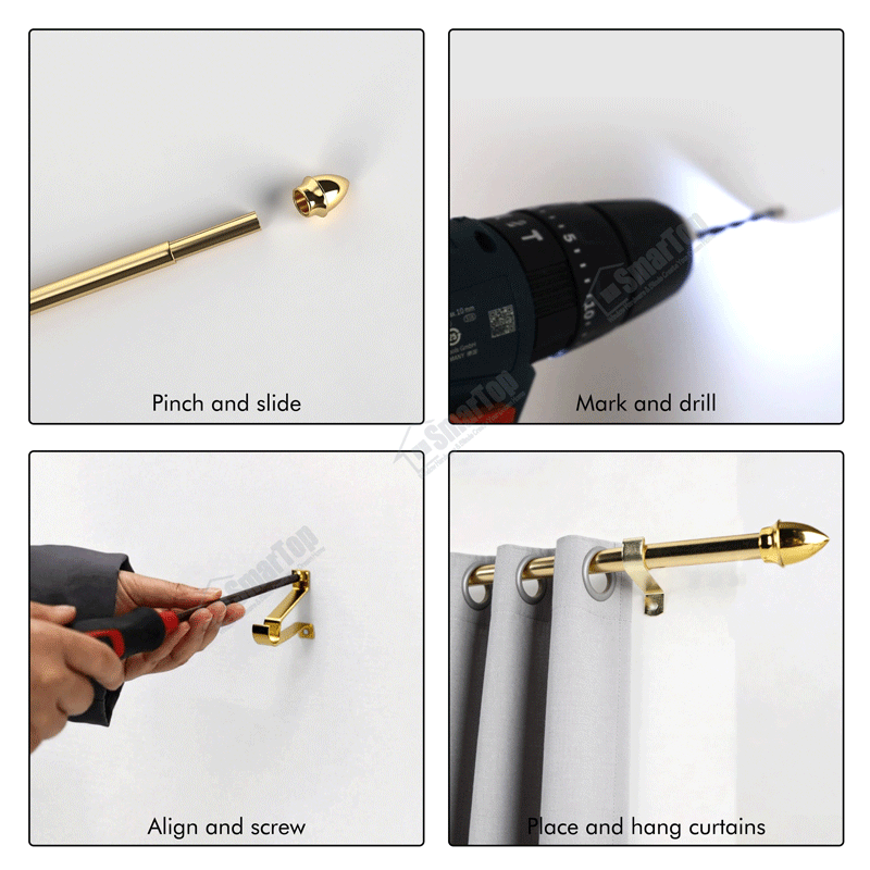 Free Sample Wholesale Spring Tension Aluminum Single Modern Eco-friendly Long Service Life Cafe Curtain Rod Flexible Accessories