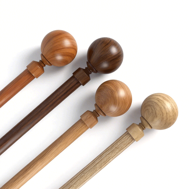 Factory Wooden Curtain Pole Curtain Rod and Finials Sets Elegant Decorative Curtain Rods Curtain Pole Set for Home Decor
