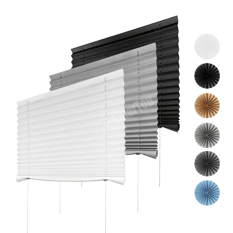 High Quality Non-woven Fabric Pleated Blinds Corded Plisse Shades Manual Corded Pleated Window Blinds for Home Decoration