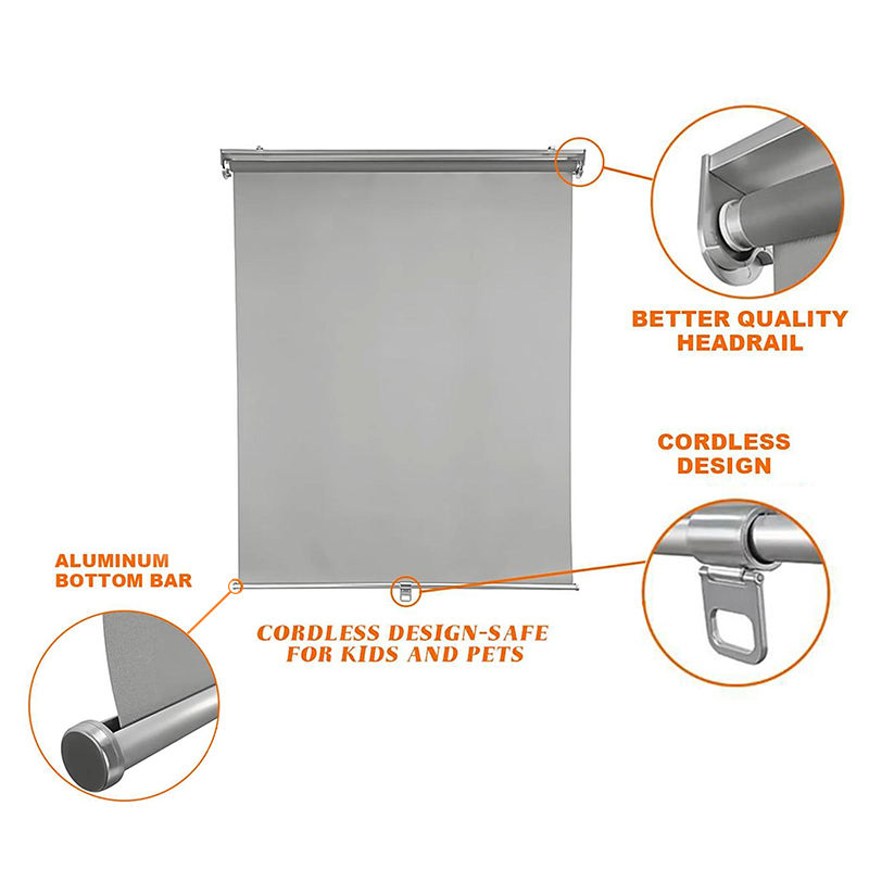 Smartop RBTL40371 Cordless Classic Plain Translucent Built-In Polyester Automatic Wide Blade Roller Blinds UV Protection for