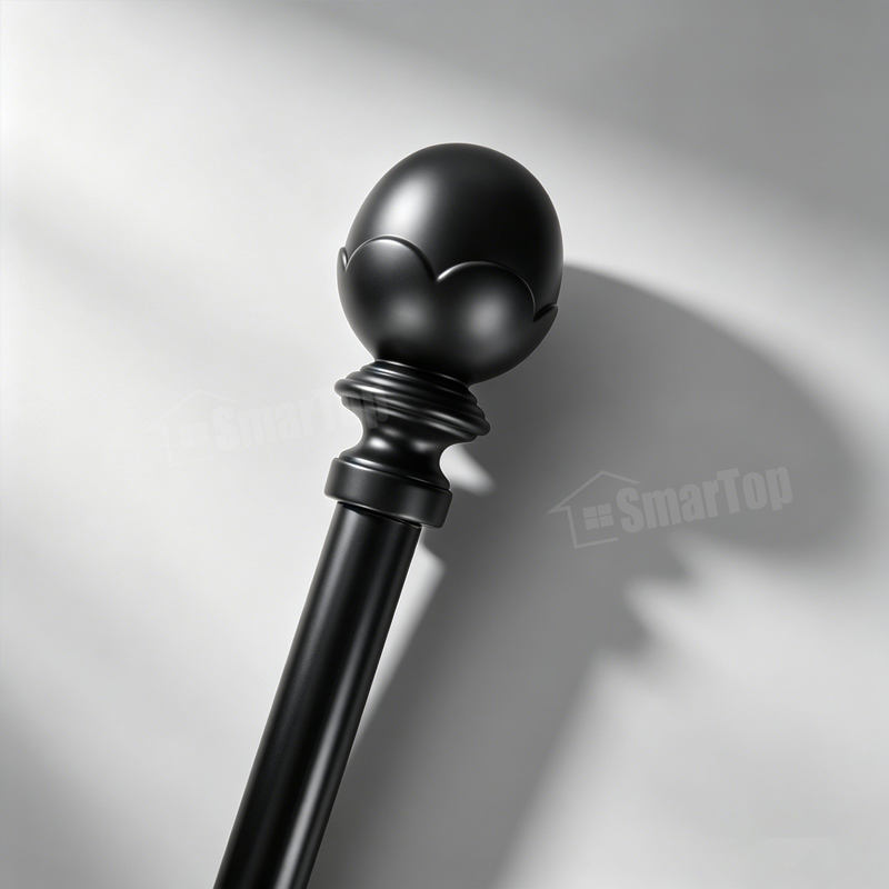 Matte Black Curtain Rod Set Modern Metal Drapery Pole for Windows, Decorative Black Hardware for Home Office, Wholesale Supplier