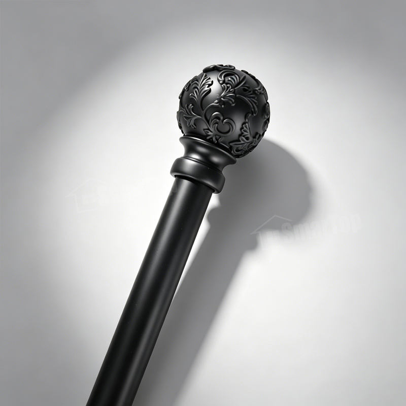 Matte Black Curtain Rod Set Modern Metal Drapery Pole for Windows, Decorative Black Hardware for Home Office, Wholesale Supplier