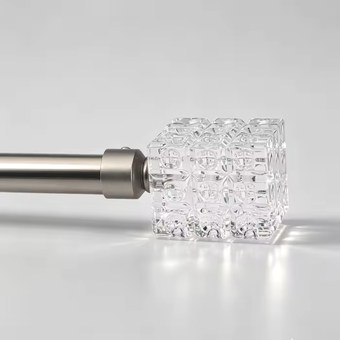 Elegant Modern Matte White Aluminum Alloy Curtain Rod Crystal Ball Finials Adjustable Curtain Pole Set Eco-friendly Window