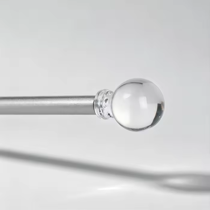 Elegant Modern Matte White Aluminum Alloy Curtain Rod Crystal Ball Finials Adjustable Curtain Pole Set Eco-friendly Window