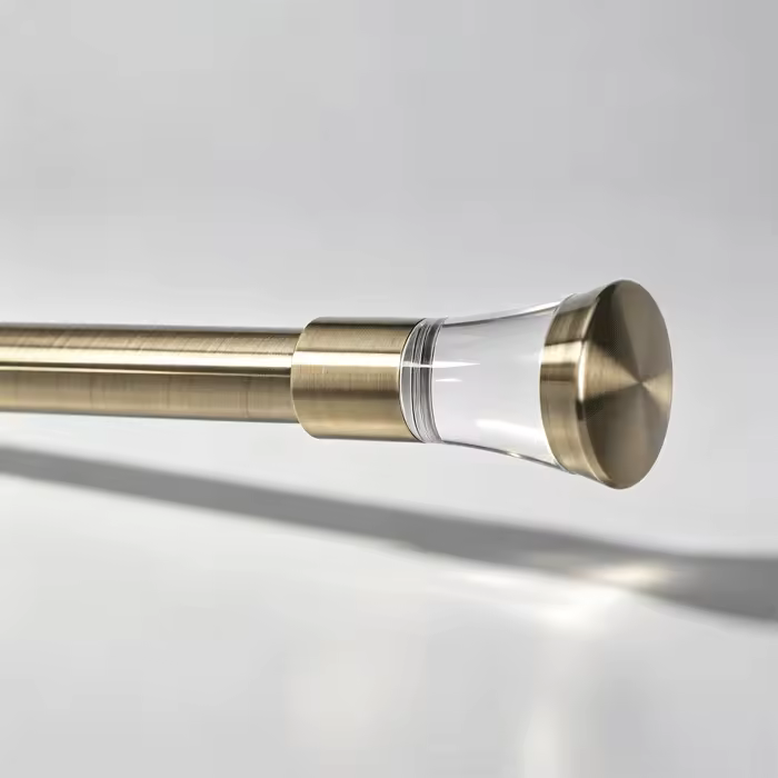 Elegant Modern Matte White Aluminum Alloy Curtain Rod Crystal Ball Finials Adjustable Curtain Pole Set Eco-friendly Window