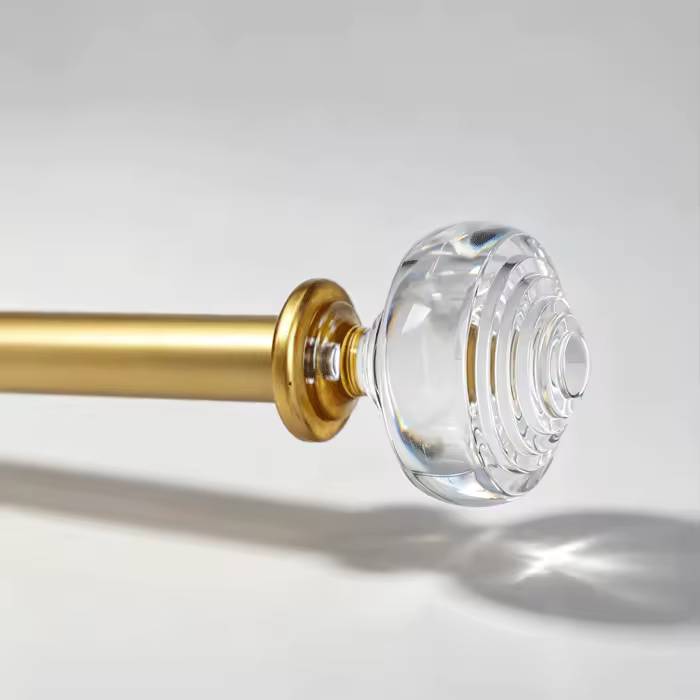 Elegant Modern Matte White Aluminum Alloy Curtain Rod Crystal Ball Finials Adjustable Curtain Pole Set Eco-friendly Window