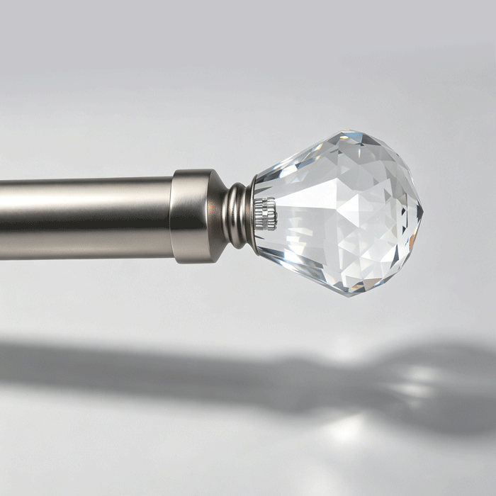Elegant Modern Matte White Aluminum Alloy Curtain Rod Crystal Ball Finials Adjustable Curtain Pole Set Eco-friendly Window