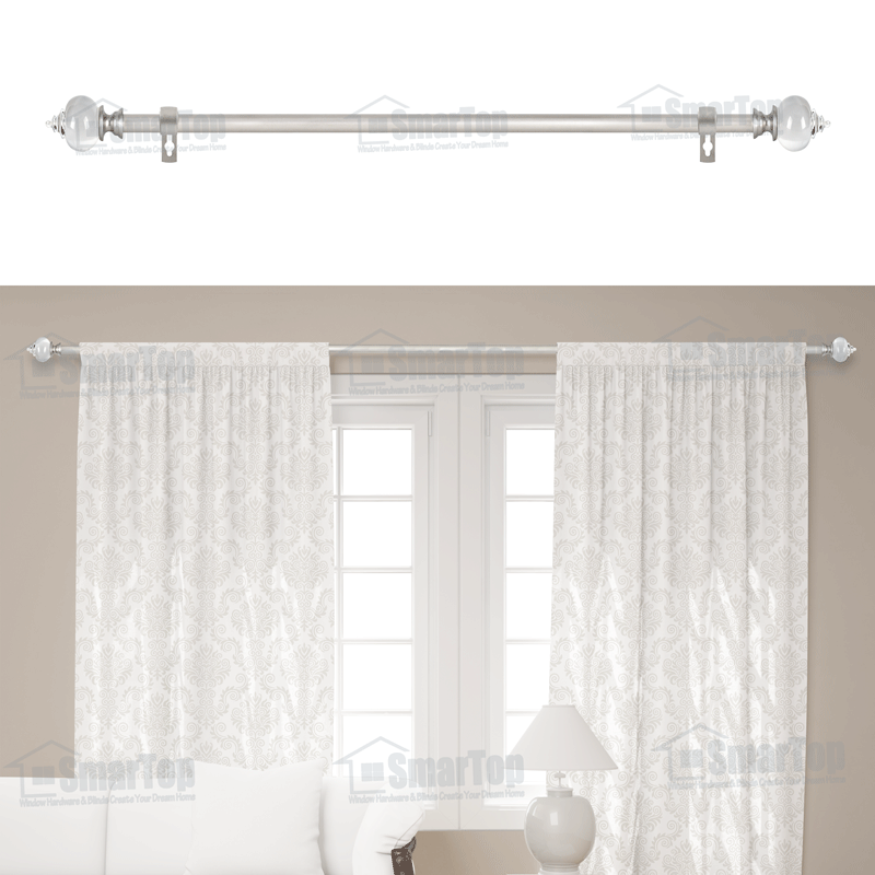 SMARTOP Luxury High Quality Aluminum Alloy Metal Curtain Rod Sets Extendable Pipes Acrylic Finials Eco-friendly Modern Design