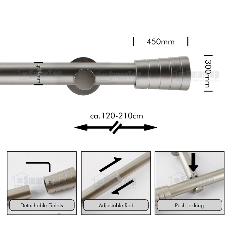 Modern 30mm Fancy Aluminum Alloy Eco-friendly ISO9001 Certified Curtain Rod Pole Finials Wholesale Set Ends Bracket Customized