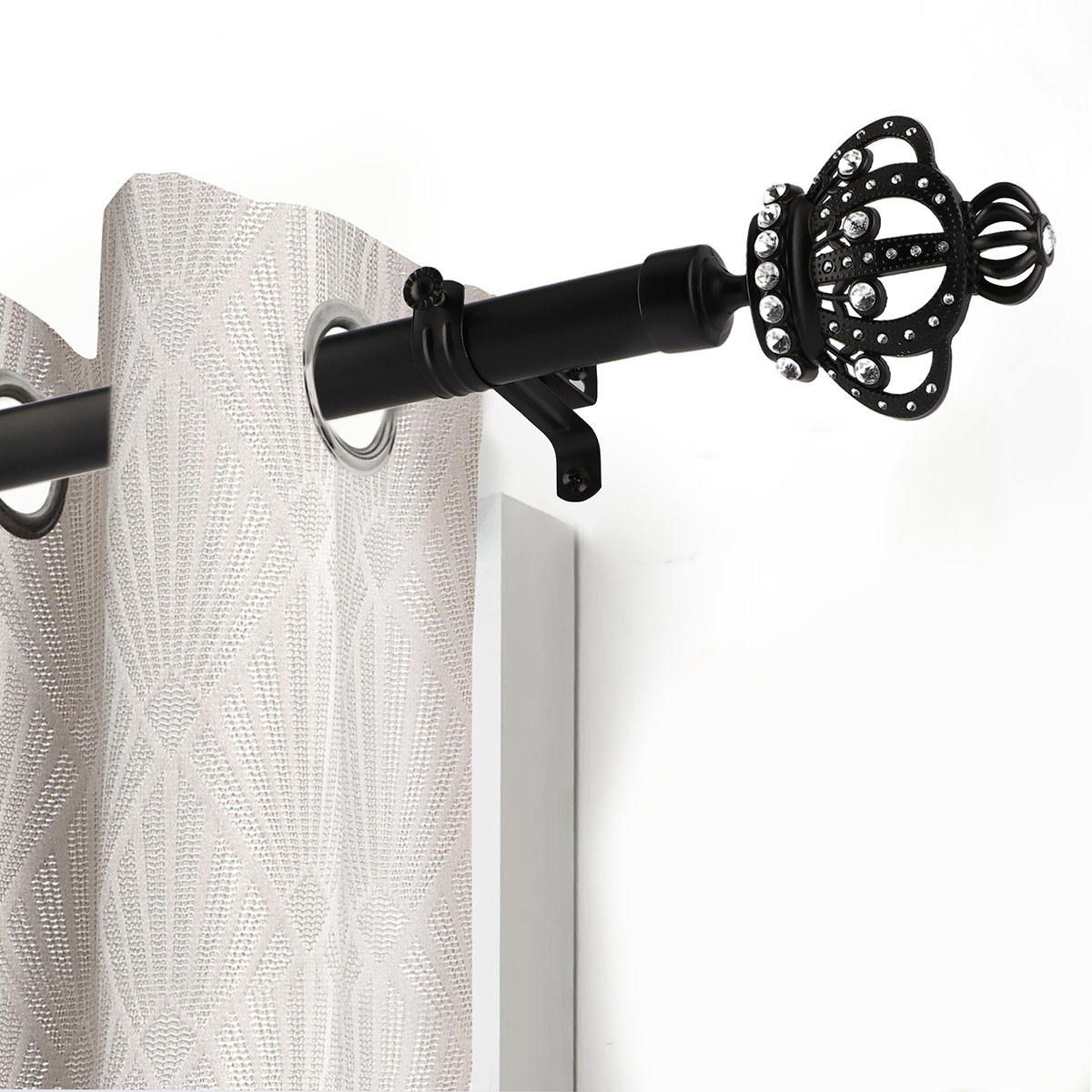 High Quality Luxury Double Curtain Rod Set Modern Metal Finials Rhinestone Decor Customizable Length Includes Screws