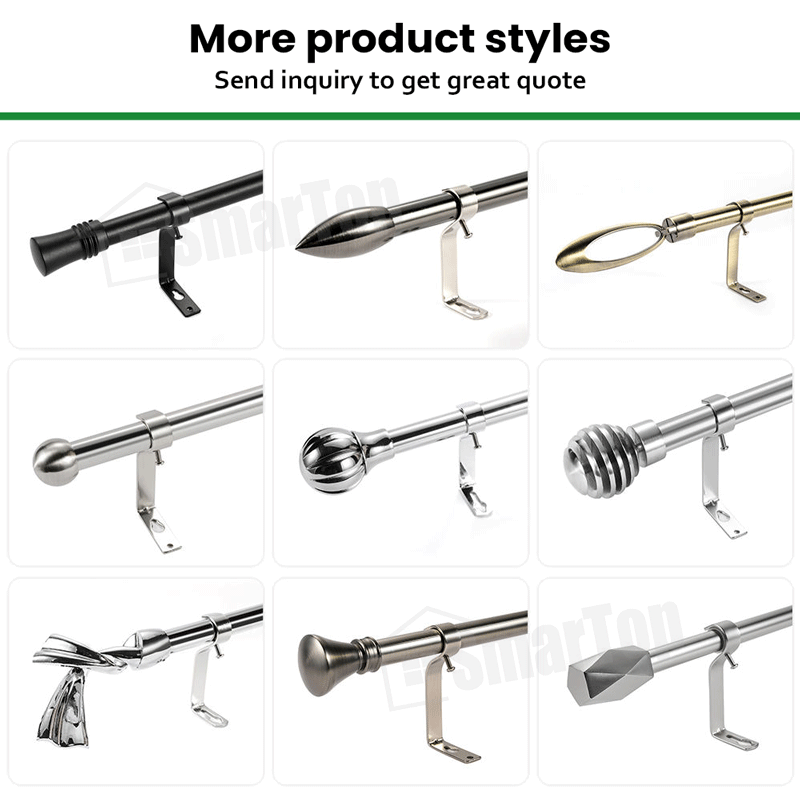 Custom Modern Home Decor Metal Aluminum Alloy Curtain Rods Sets Decorative Curtains Poles & Tracks for Home Accessories