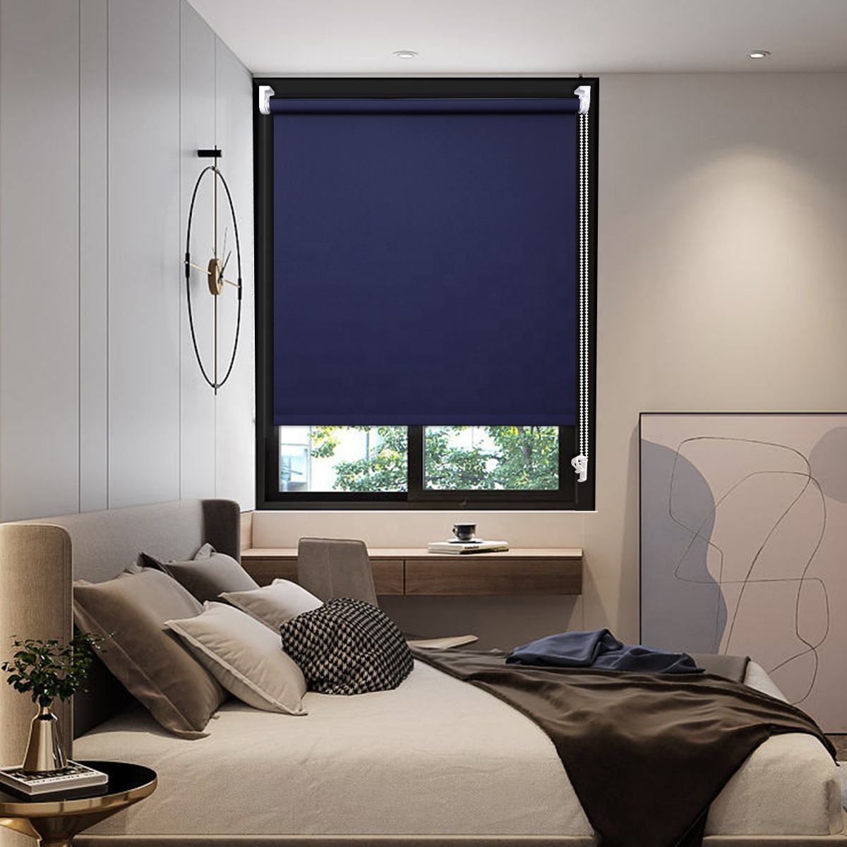 Factory Best Selling Blackout Roller Blinds Classic Plain Polyester Window Roller Blinds Blackout Shades Slutter Built-In